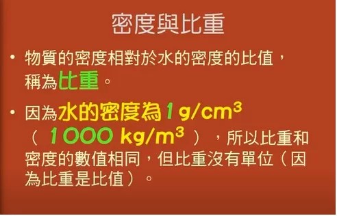 比重 和 密度 有何不同 不同密度的物質 體積與重量如何換算 耐美網購